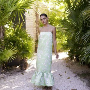 Elegant Green Floral Maxi Dress